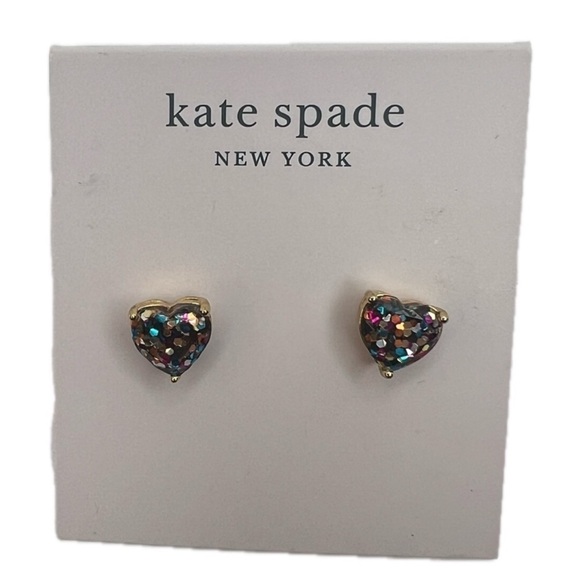 Kate Spade Multi Glitter My Love Goldtone Heart Earrings - Picture 8 of 10